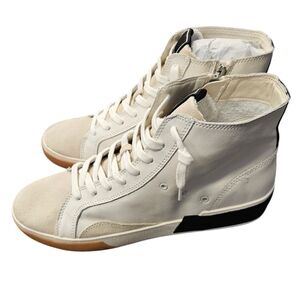 Dolce Vita Zohara White Black Leather Hi Top Sneakers NEW Womens